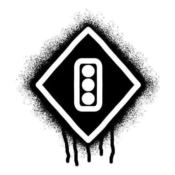 Vector illustration of Traffic light icon stencil graffiti with black spray paint