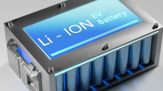 Lithium Solid State Battery for EV Electric Vehicle, new research and development batteries with solid electrolyte energy storage for automotive car industry, cathode