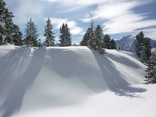 Winter landscape in the Alps at Christmas