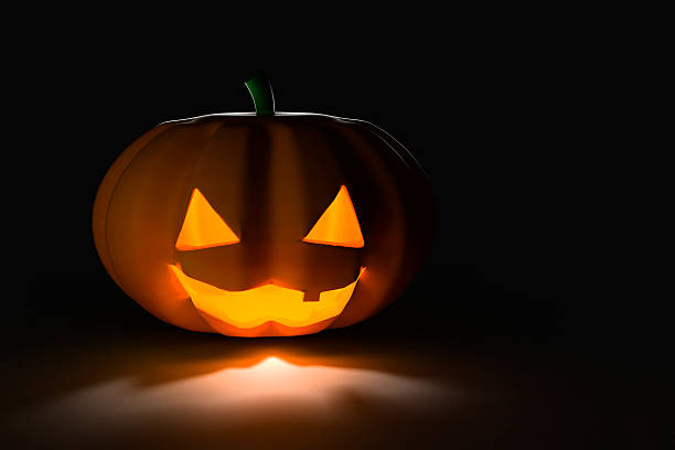 istock Halloween Pumpkin, on Black/Dark Background, High View (XXXL) 157702945