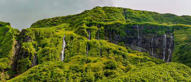 Paisaje de Azores en Isla de Flores. Cascadas de Pozo da Alagoinha. Portugal photo