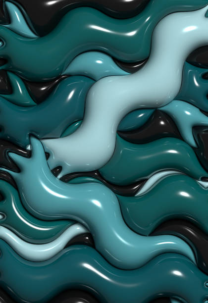 istock Abstract green background with curved lines, 3D rendering illustration, inflated figures 1577044765