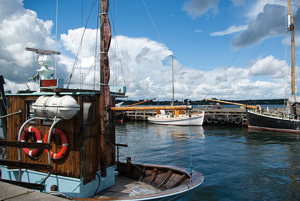 istock Fishing boats in a port 157705548