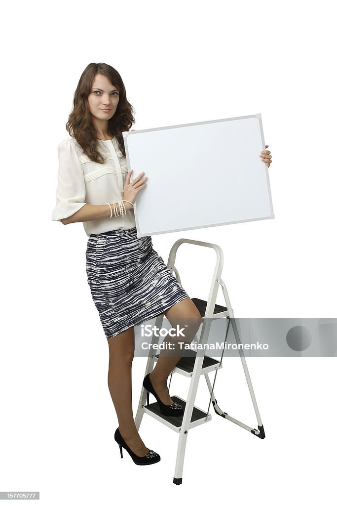 Donna d'affari con banner - Foto stock royalty-free di Adulto