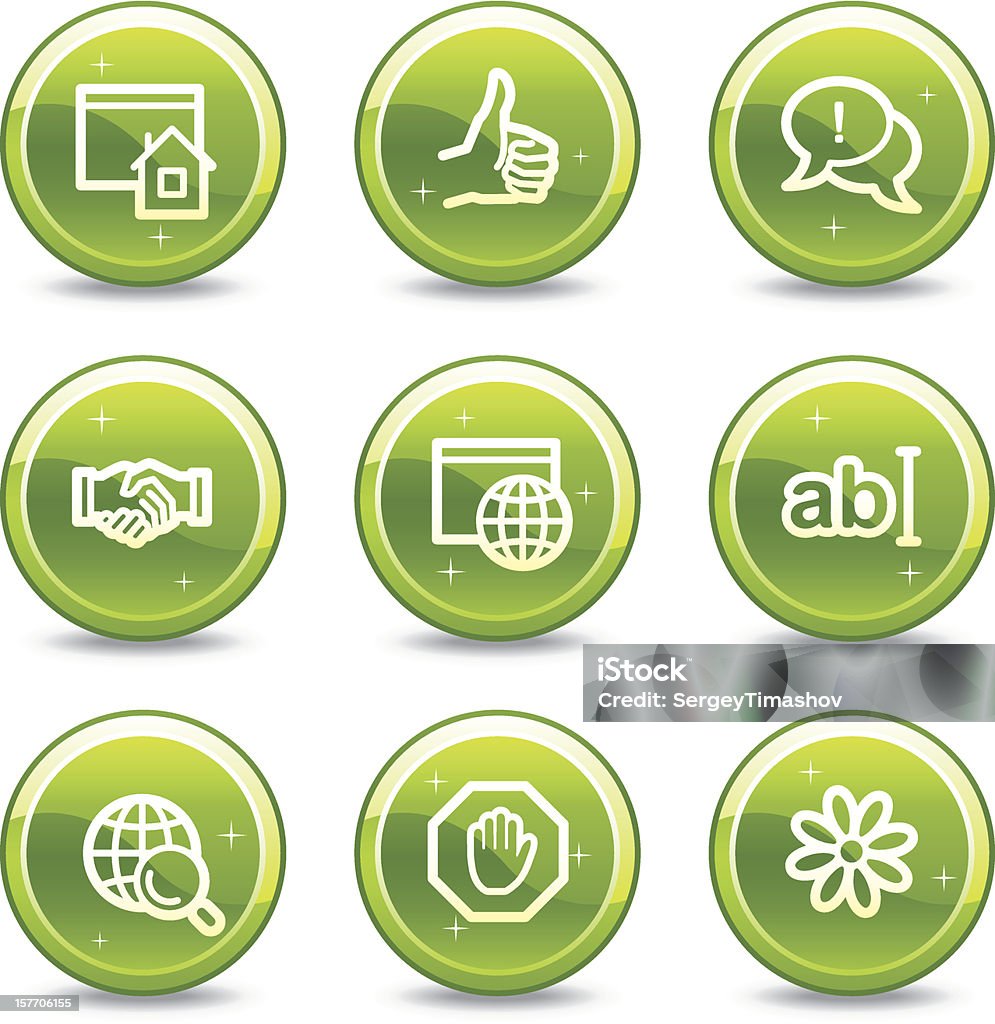 인터넷 통신 웹 아이콘, 녹색 광택지 ��원 버튼 (시리즈 - 로열티 프리 검색 벡터 아트