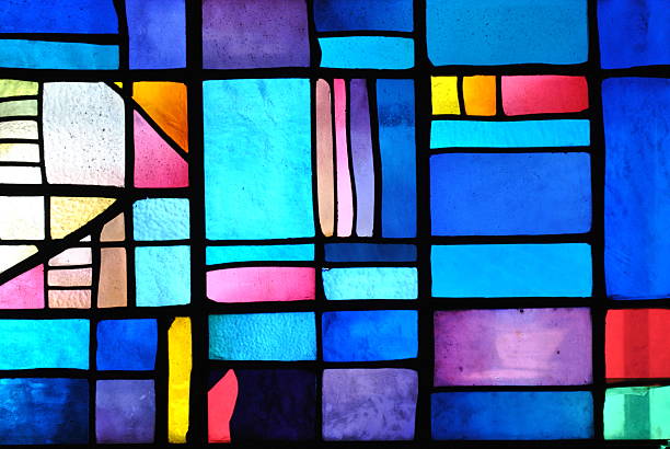 Colorful acrylic sample on a window This is a picture of colored glass stained glass photos stock pictures, royalty-free photos & images