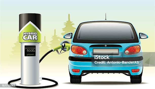 Ricarica Unauto Ibrida - Immagini vettoriali stock e altre immagini di Ambiente - Ambiente, Automobile, Automobile con biodiesel