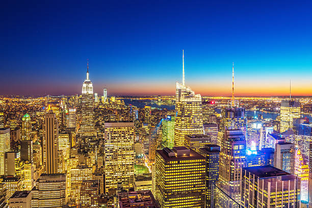 istock Aerial Manhattan New York Cityscape Night 157718324