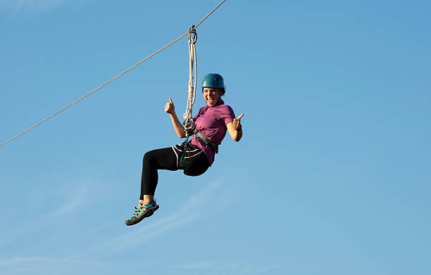 Ziping Girl on Canopy Tour  canopy tour photos stock pictures, royalty-free photos & images