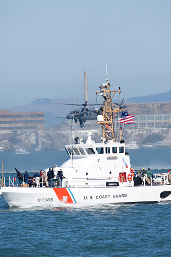 Norfolk Virginia - March 20 2022: U.S. Coast Guard Lifeboat on a tall ship