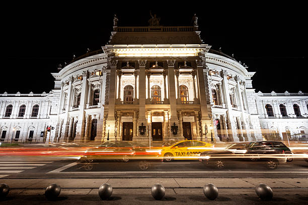 Burgtheater at night. Vienna, Austria  burgtheater vienna stock pictures, royalty-free photos & images