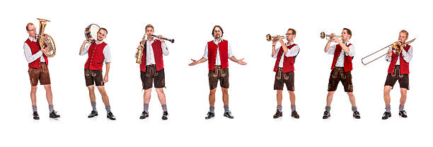 Bavarian / Austrian Brass Band Bavarian/Austrian brass band with band leader. austrian culture photos stock pictures, royalty-free photos & images
