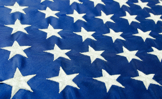 An American flag with stars only close-up.  With perspective.