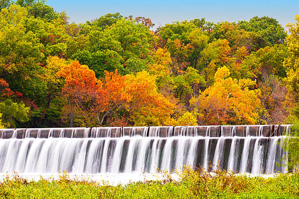 Water fall in autumn season stock photo