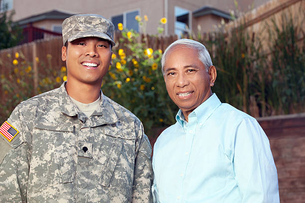 istock Army Family Series: Real American Soldier & Father Outdoor 157720437