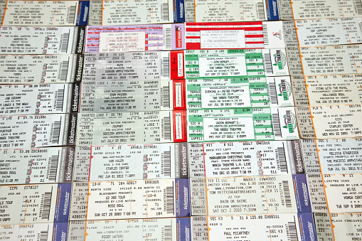Los Angeles, CA, USA - November 5, 2012: Music concert show event tIckets for Los Angeles area performances.