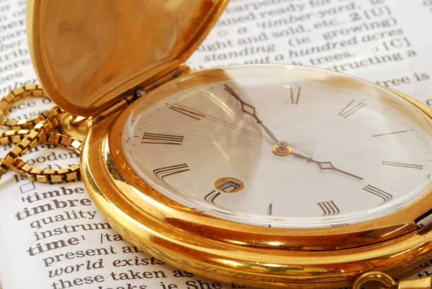 Gold pocket watch on an antique 18th century map.