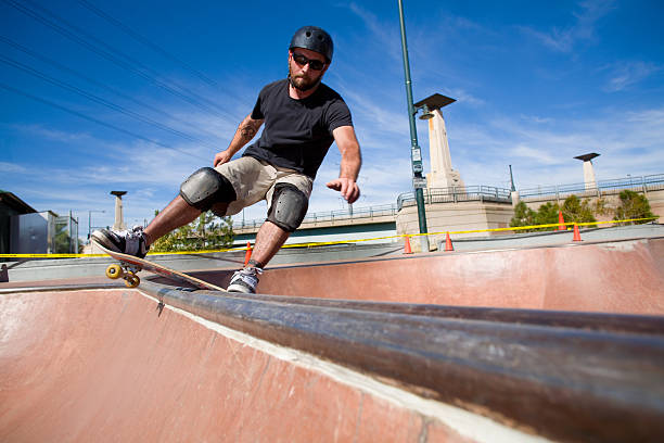 boardslide - skateboard park ramp park skateboard ストックフォトと画像