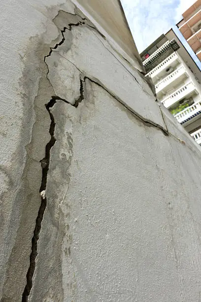 Photo of Building subsidence.