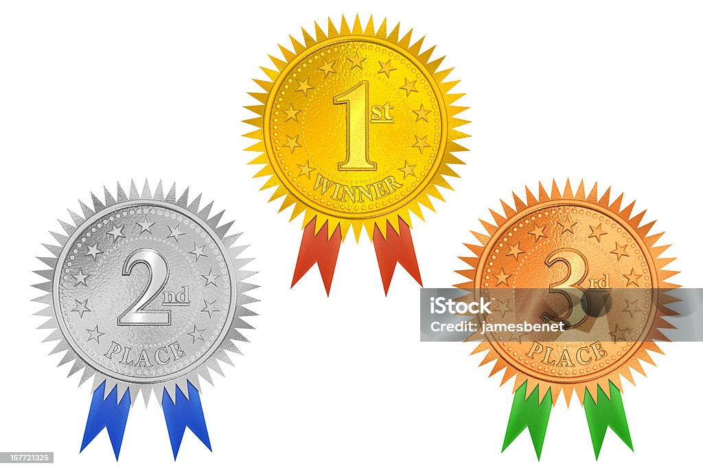 Place Medals 3D (XXL Clip Path)  Award Ribbon Stock Photo