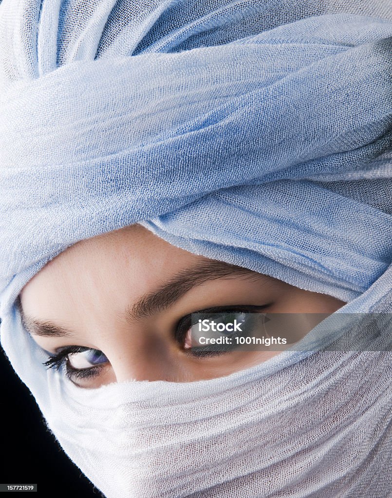 mytserious blue eyes behind tuareg Tuareg Tribe Stock Photo