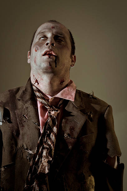 zombie zombie in suit face paint halloween adult men stock pictures, royalty-free photos & images