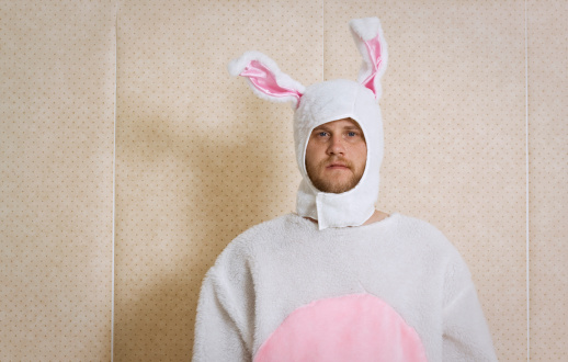 man in bunny costume