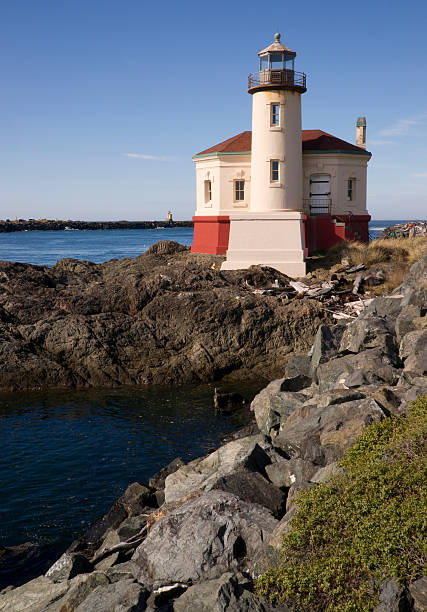 istock Coquille River Lighthouse at Water Mouth on Pacific Ocean 157723893