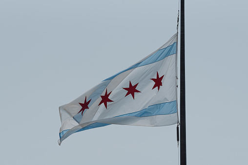 Flag of Chicago  waving in the wind