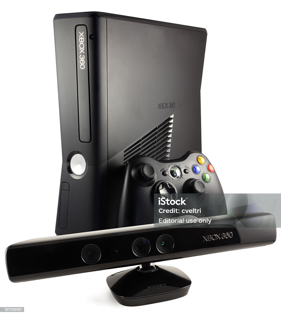 Microsoft Xbox 360 consola de juegos con Kinect - Foto de stock de XBox 360 libre de derechos