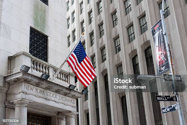 New York Stock Exchange Stock Photo - Download Image Now - American Flag, Architectural Column, Architecture