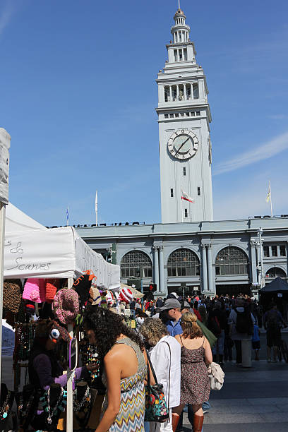 San Francisco, CA, USA - September, 18th, 2014: The Ferry Building clock tower and marketplace in Port of San Francisco, Downtown.