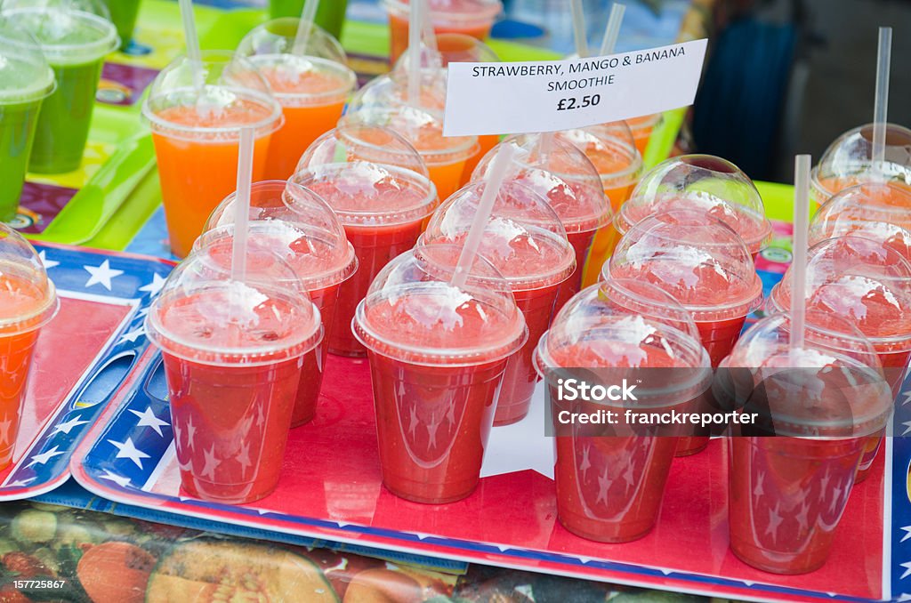 Strawberry Fruit Juice in a urban store market  City Stock Photo
