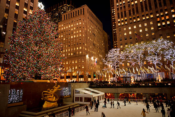 Rockefeller center, New York. Taken December 18, 2011. Rockefeller center hosts a Holiday Christmas Tree every year around the holiday season.