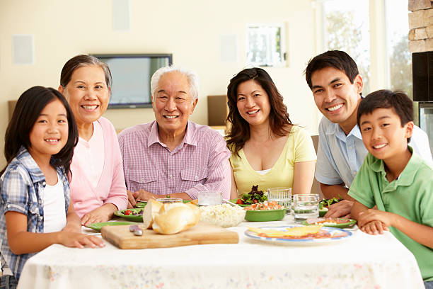 istock Asian family sharing meal at home 157725879