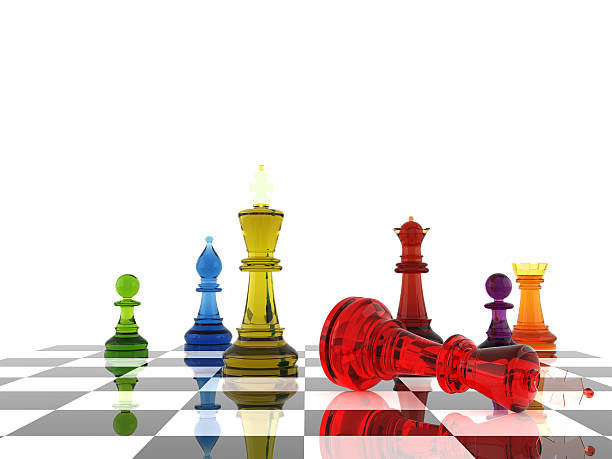 schach-spiel - chess pawn red blue leisure games stock-fotos und bilder