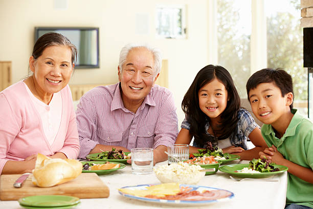 istock Asian family sharing meal at home 157725961