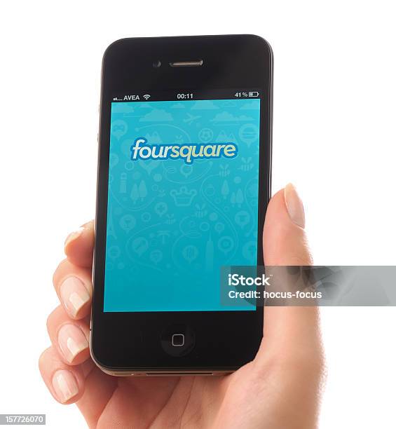 Foursquare Iphone 4 우정에 대한 스톡 사진 및 기타 이미지 - 우정, 호텔 리셉션, Apple Computers