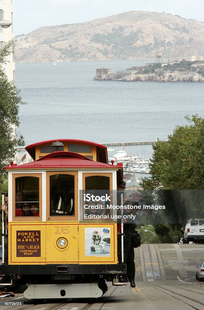 Cable Car in San Francisco, California  Alcatraz Island Stock Photo