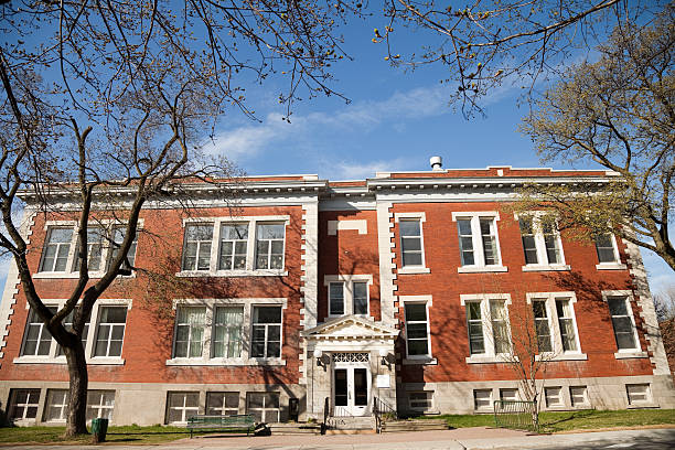 Small Montreal school in the spring stock photo