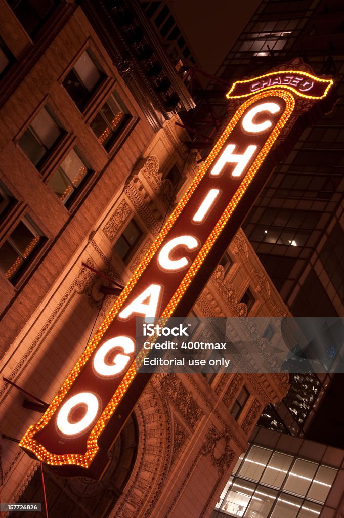 Signo de marquesina de Teatro de Chicago - Foto de stock de Cartel de teatro libre de derechos