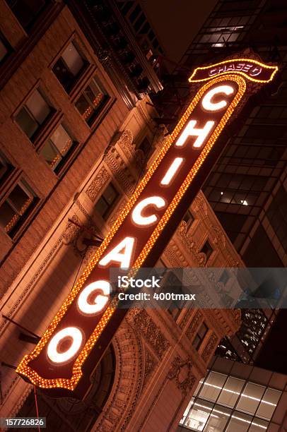 Słynny Znak Chicago Teatr Chorągiew - zdjęcia stockowe i więcej obrazów Bez ludzi - Bez ludzi, Chicago - Illinois, Chicago Loop