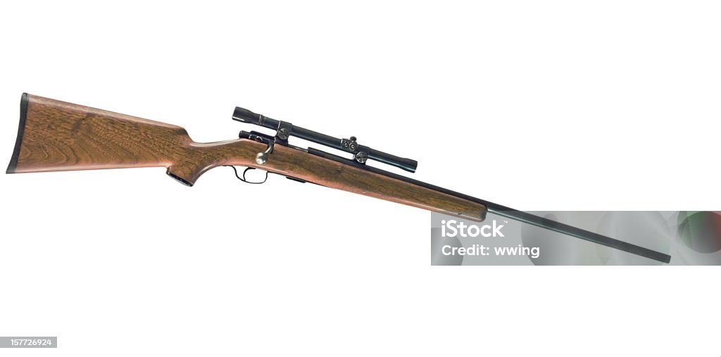 Rifle with Clipping Path A .22 rifle  with a  scope and it has a clipping path. Rifle Stock Photo