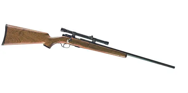 A .22 rifle  with a  scope and it has a clipping path.