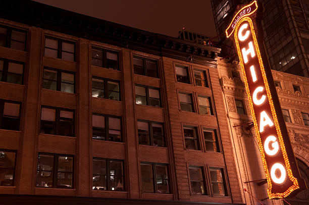 Chicago, Illinois, USA &ndash; December 13th 2011: The Famous Chicago Marquee Theater Sign on State Street in the Loop area of Downtown Chicago. 