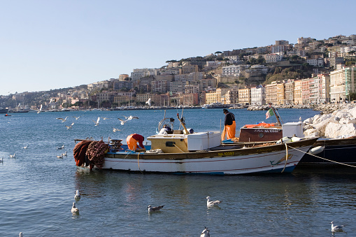 At Aci TRezza, Italy, On 08-08-22, The little harbor and distinctive lavic rock formation called islands of cyclops