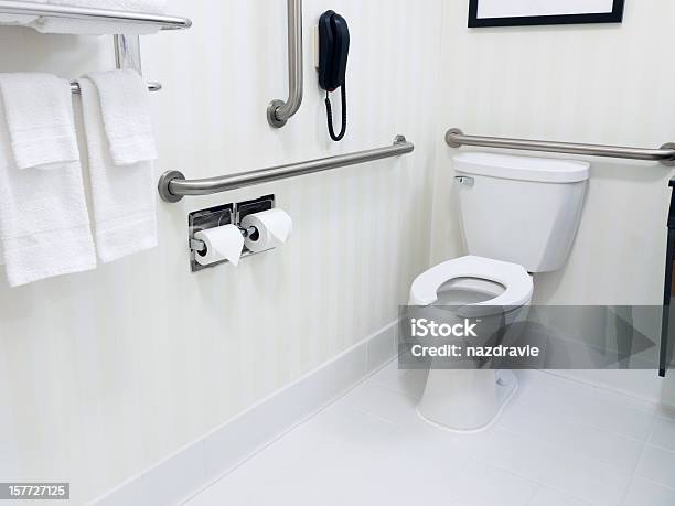 Handicapped Access Bathroom Stock Photo - Download Image Now - Bannister, Bathroom, Railing