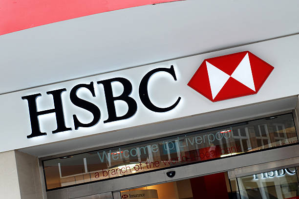 signe de la banque hsbc à liverpool. - hsbc photos et images de collection