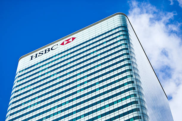 hsbc tower em canary wharf, em londres - canary wharf built structure building exterior construction - fotografias e filmes do acervo