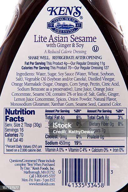 Photo libre de droit de Ken S Steak House Sauce Au Sésame Information Nutritionnelle Asiatique banque d'images et plus d'images libres de droit de Assaisonnement pour salade